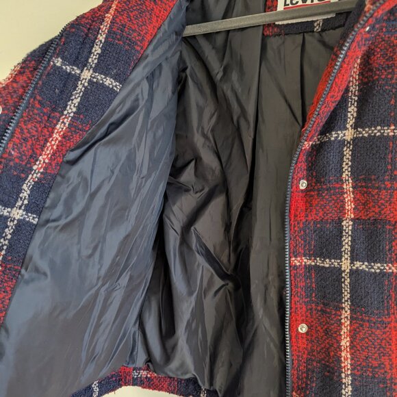 Levi's Stand Collar Wool Puffer Plaid Jacket - Picture 8 of 11